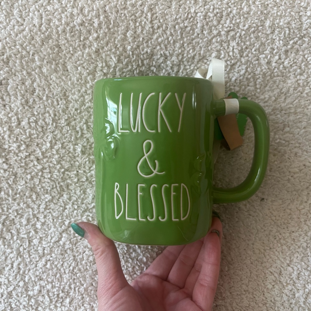 Rae Dunn "Lucky & Blessed' Mug